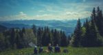 stock photo - family mountains sky